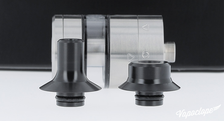 Les différents driptips de l'atomiseur AER Deluxe de chez Atmizoo