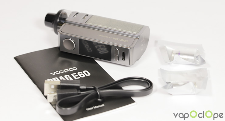 Le contenu du kit Drag E60 de chez Voopoo