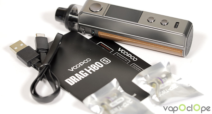 Le contenu du kit Drag H80s de chez Voopoo