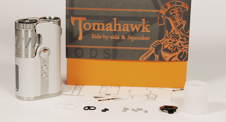 Le contenu du kit de la box Tomahawk SBS Squonk de chez BP Mods