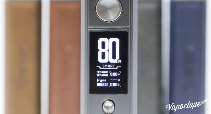 L'écran de la box du kit Drag 4 de chez Voopoo