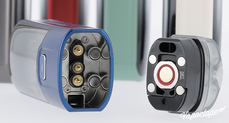 La connectique aimantée du kit Luxe XR Max de chez Vaporesso