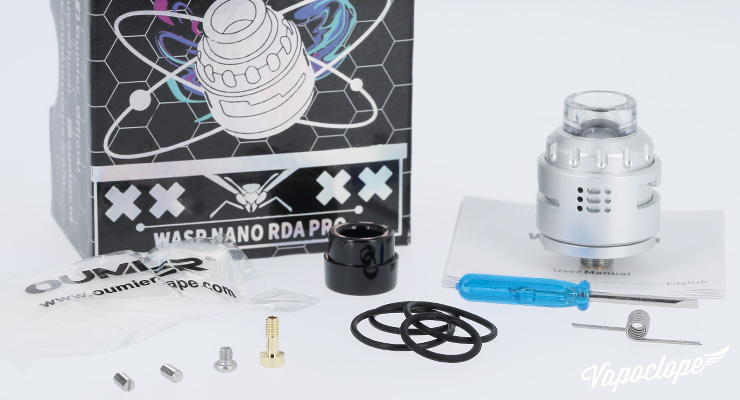 Le contenu du kit du Wasp Nano RDA Pro de chez Oumier