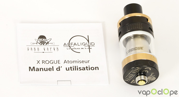 Le contenu du kit du clearomiseur X Rogue de chez Alfaliquid