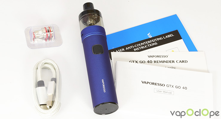 Contenu du pack GTX Go 40 Vaporesso GTX