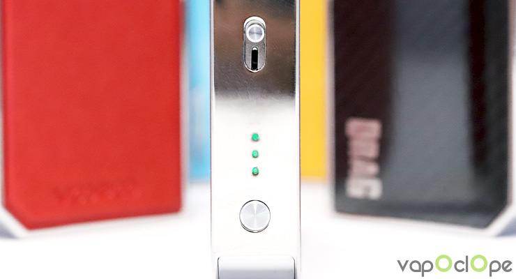 Les LED indiquant le niveau de batterie du kit Drag Nano 2 de chez Voopoo