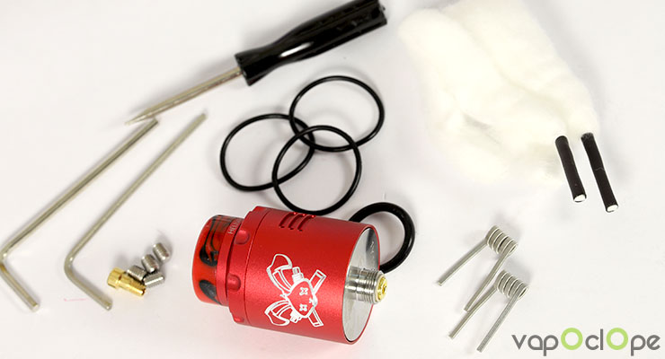 Le contenu du kit du Drippper Dead Rabbit de chez Hell Vape