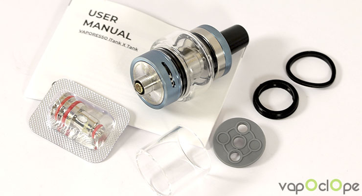 Le contenu du kit de l'atomiseur iTank X de chez Vaporesso