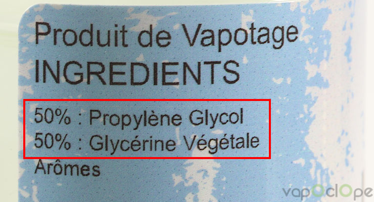 Etiquette 50 50 composition e-liquide pour cigarette électronique