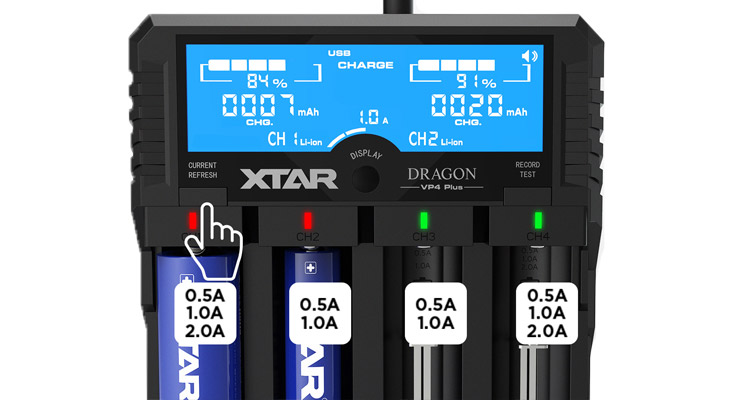 Les caractéristiques du chargeur d'accus VP4 Plus Dragon Xtar